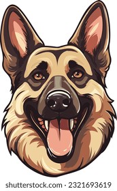 German Shepherd Majesty Striking Dog Vector Illustration