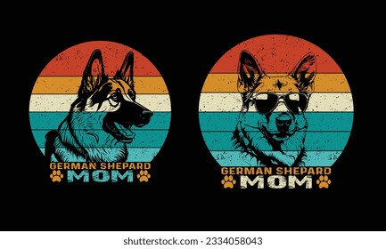 German Shepherd Mom-Vintage design.Dog lover shirt.mothers Day.  svg
