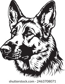 German Shepherd objects silhouette illustration