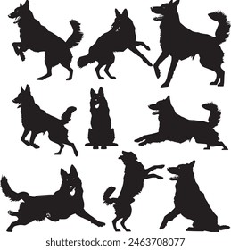 German Shepherd objects silhouette illustration