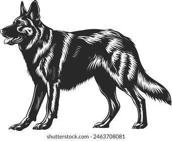 German Shepherd objects silhouette illustration