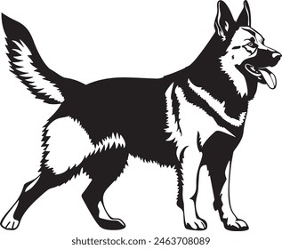 German Shepherd objects silhouette illustration