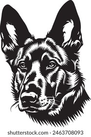 German Shepherd objects silhouette illustration