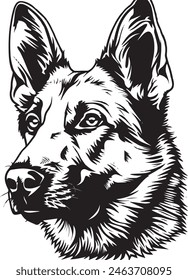 German Shepherd objects silhouette illustration