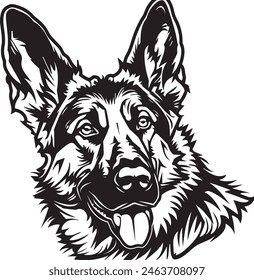 German Shepherd objects silhouette illustration