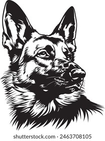 German Shepherd objects silhouette illustration