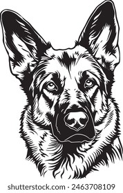 German Shepherd objects silhouette illustration