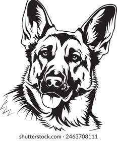 German Shepherd objects silhouette illustration