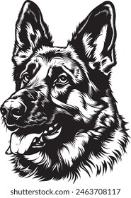 German Shepherd objects silhouette illustration