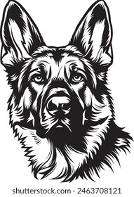 German Shepherd objects silhouette illustration