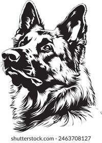 German Shepherd objects silhouette illustration