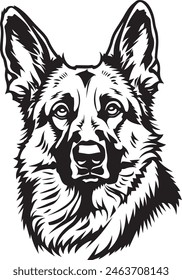 German Shepherd objects silhouette illustration