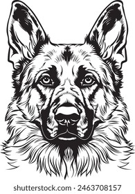 German Shepherd objects silhouette illustration