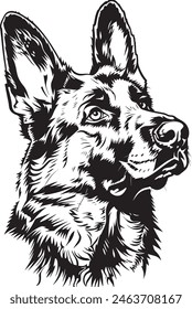 German Shepherd objects silhouette illustration