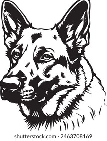 German Shepherd objects silhouette illustration