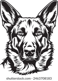 German Shepherd objects silhouette illustration