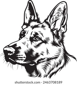 German Shepherd objects silhouette illustration