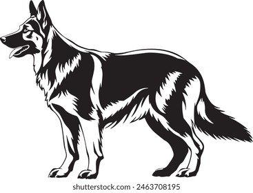 German Shepherd objects silhouette illustration