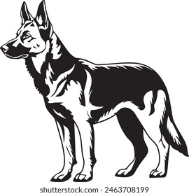 German Shepherd objects silhouette illustration