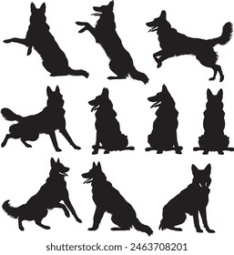 German Shepherd objects silhouette illustration