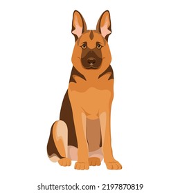 Pastor alemán de fondo blanco. Perro. Diseño de caricaturas.
