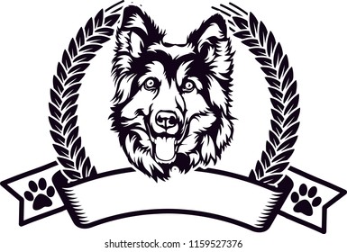 German Shepherd Pedigree Dog Breed Isolated Pet Puppy Face