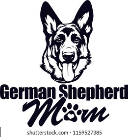 German Shepherd Pedigree Dog Breed Isolated Pet Puppy Face