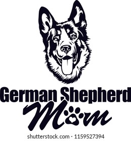 German Shepherd Pedigree Dog Breed Isolated Pet Puppy Face