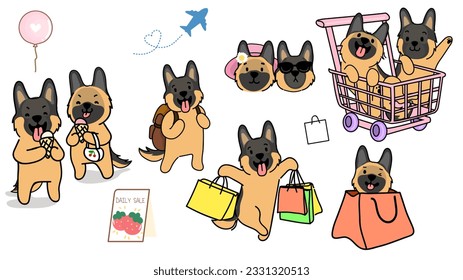 German shepherd puppy cartoon style