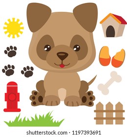 German Shepherd puppy  dog vector cartoon illustration