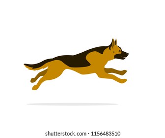 german shepherd running cartoon vector graphic isolated