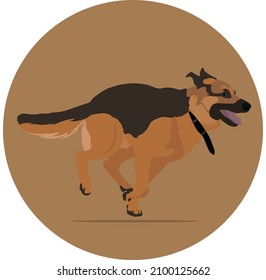 German Shepherd running flat vector