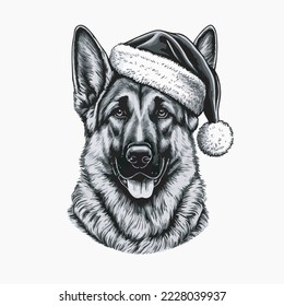 Titular alemán de diseño de camiseta de la ilustración de Santa Hat Icono de la tarjeta de felicitación de Navidad