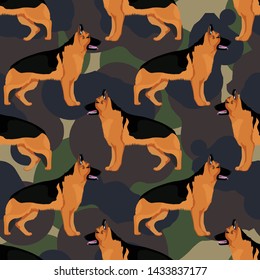 German shepherd seamless pattern vector