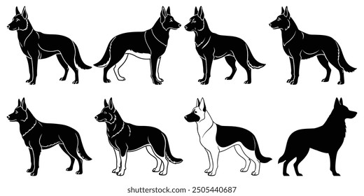 german shepherd silhouette black set-1