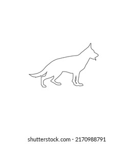 German Shepherd silhouette flat line icon vector sign