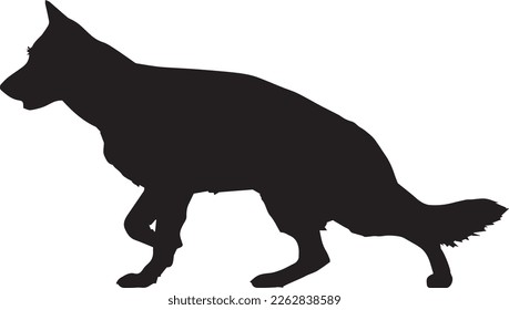 German Shepherd Silhouette with high detail walking