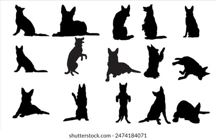 German Shepherd Silhouette Vector Collection