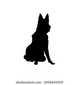 german shepherd silhouette - vector illustration