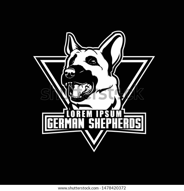 German Shepherd Silhouette Vector Logo Template Stock Vector (royalty 