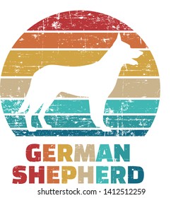 German Shepherd silhouette vintage and retro