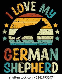 German Shepherd silhouette vintage and retro t-shirt design svg
