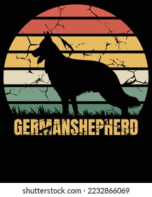 German shepherd Silhoutted vintage t shirt design