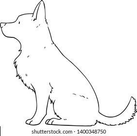 German Shepherd sitting outline only 