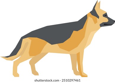 German shepherd standing side view. Domestic animal