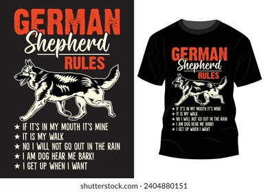 German Shepherd T Shirt Design Vector Art