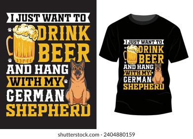 German Shepherd T Shirt Design Vector Art