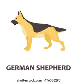 German shepherd vector icon in cartoon style for web