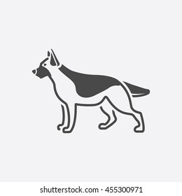 German Shepherd Vector Illustration Icon In Black Simple Design