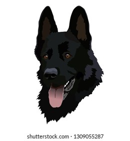 Blaсk German Shepherd Vector Illustrations